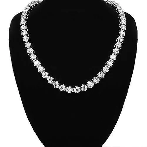 14k White Gold Mens Prong Set Diamond Buttercup Tennis Chain 4.5 Ctw