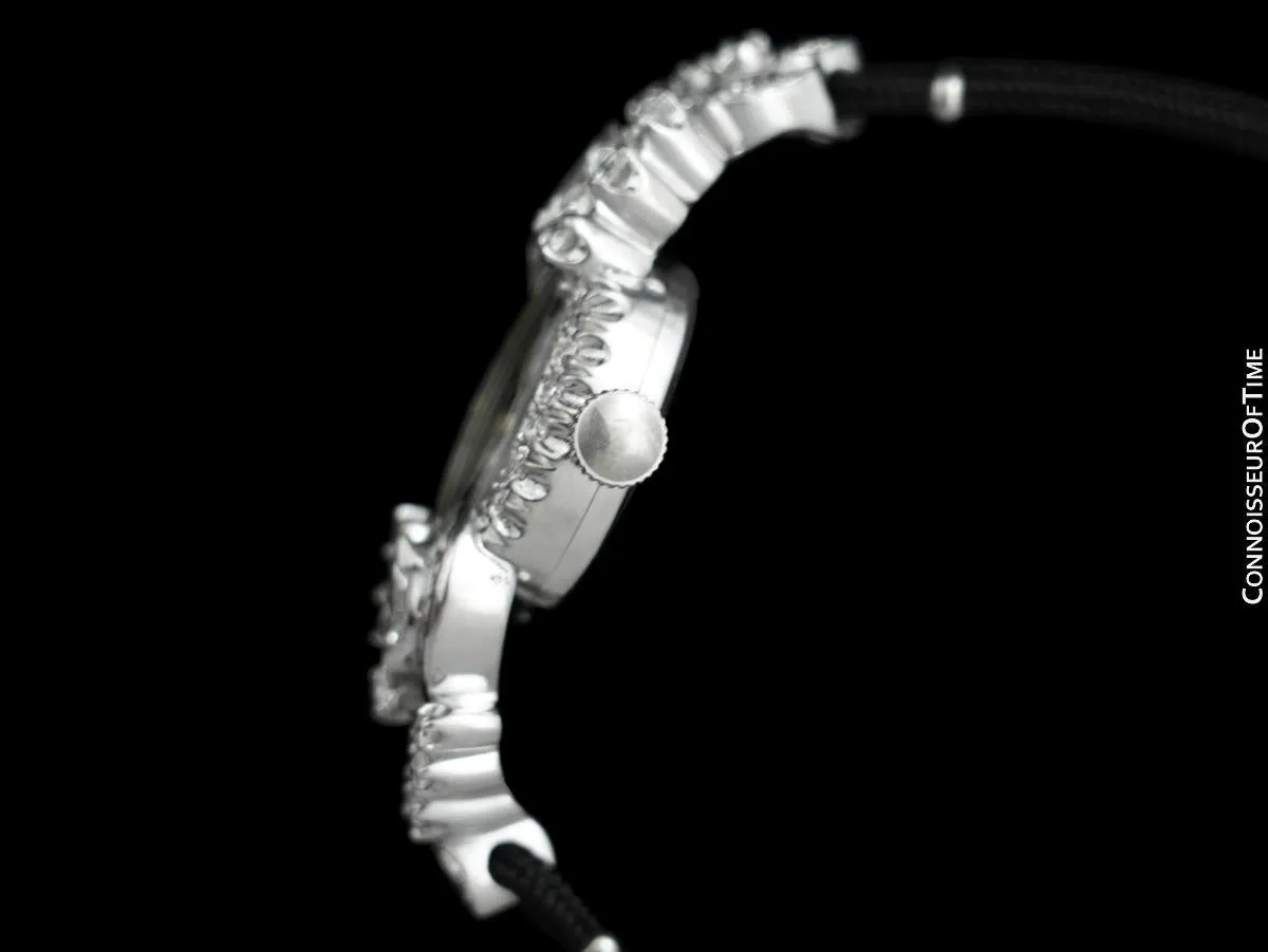1950's Vintage Ladies Watch with Omega Movement - 14K White Gold with over 2 Carats of Diamonds