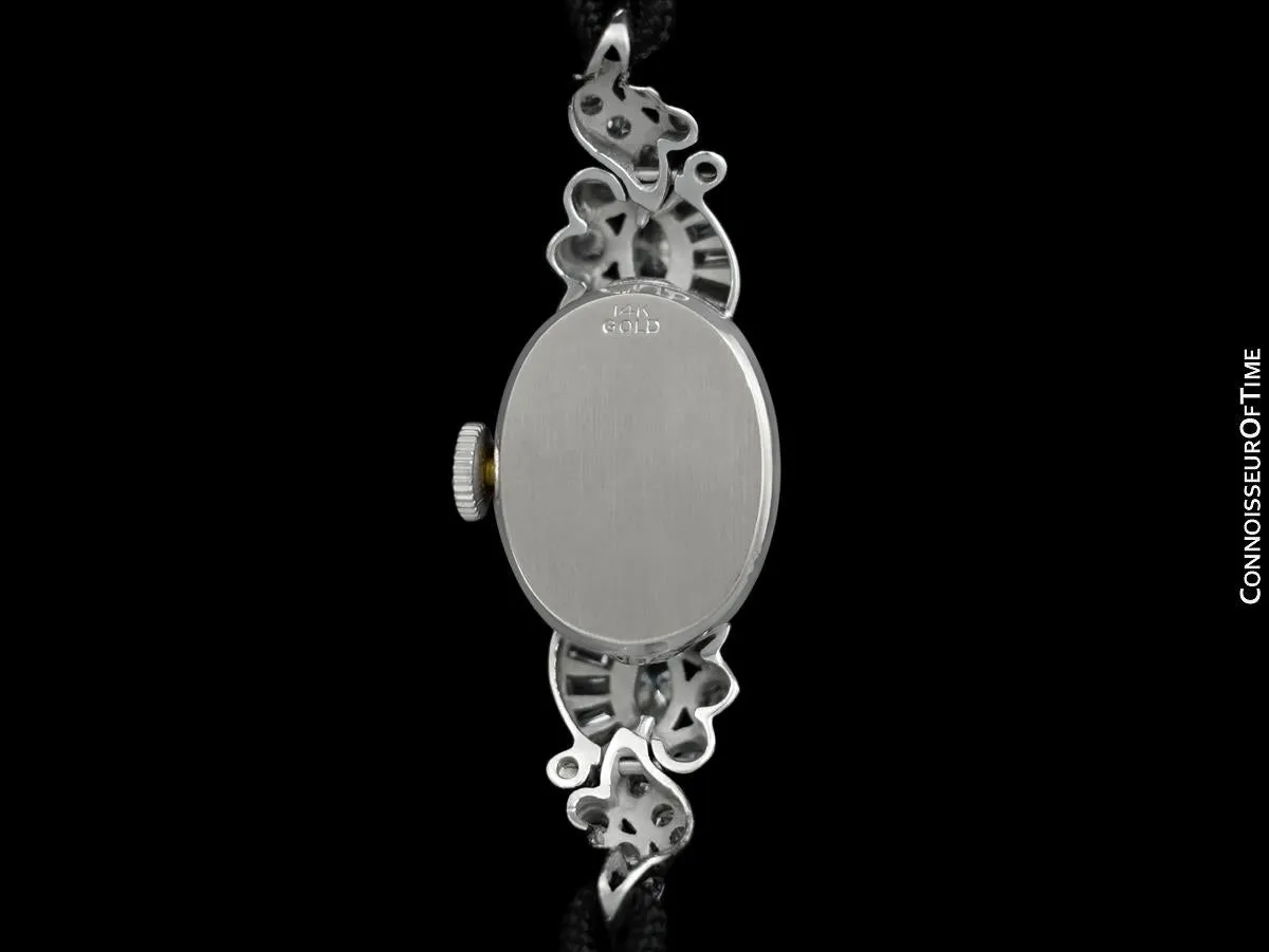 1950's Vintage Ladies Watch with Omega Movement - 14K White Gold with over 2 Carats of Diamonds