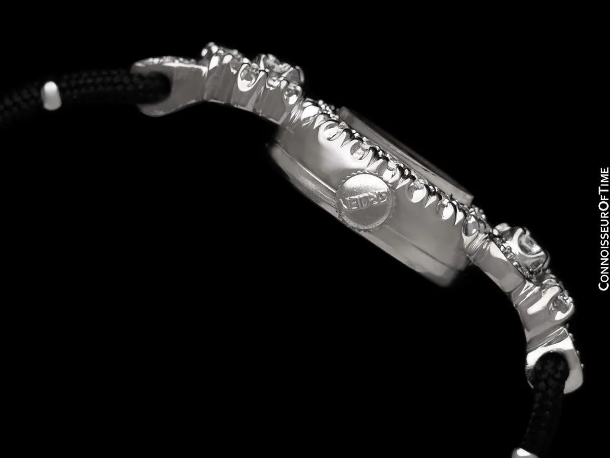 1960's Gruen Vintage Ladies Cocktail Watch - 14K White Gold & Diamonds
