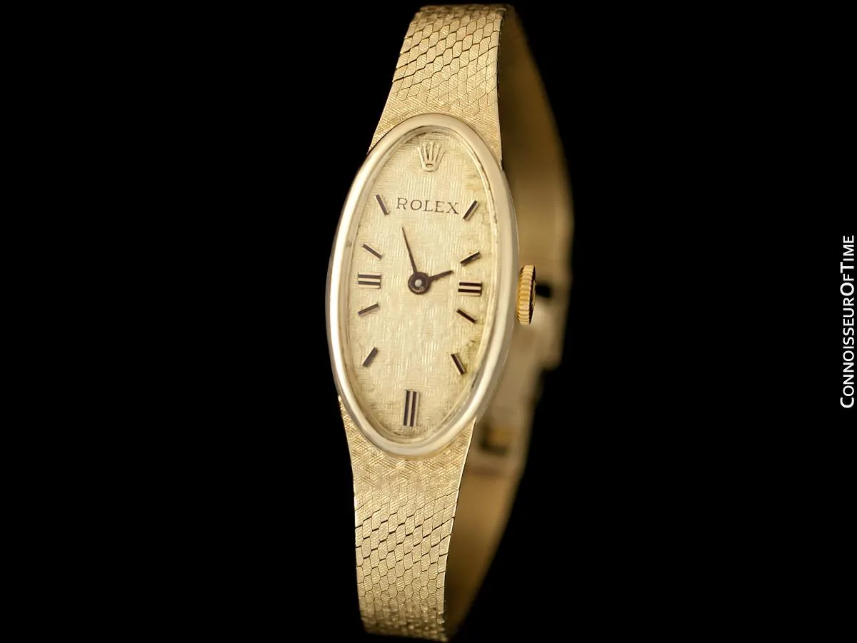 1970's Rolex Ladies Vintage Dress Bracelet Watch - 14K Gold