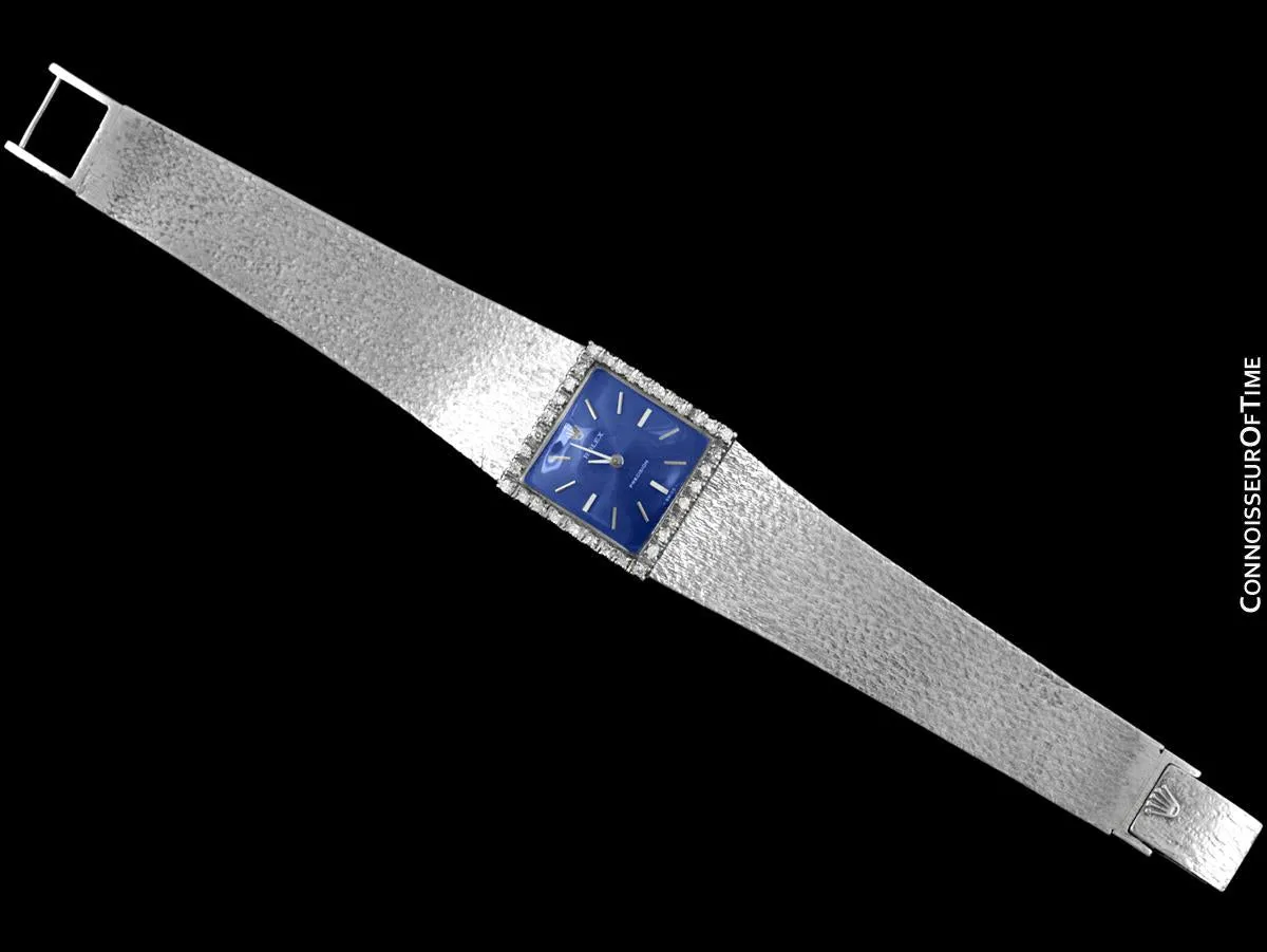 1973 Rolex Precision Vintage Ladies Handwound Watch - Sterling Silver, Stainless Steel & Diamonds