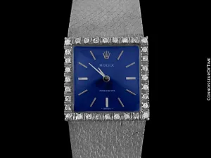 1973 Rolex Precision Vintage Ladies Handwound Watch - Sterling Silver, Stainless Steel & Diamonds