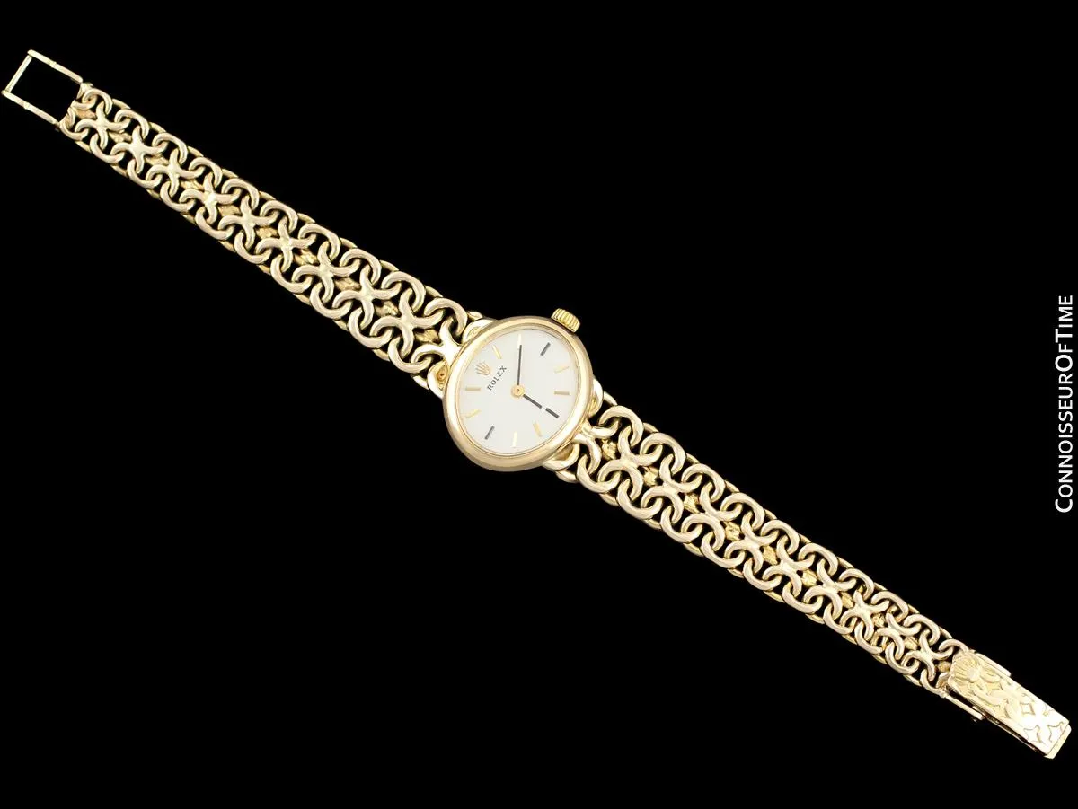 1980's Rolex Ladies Vintage Dress Bracelet Watch - 14K Gold