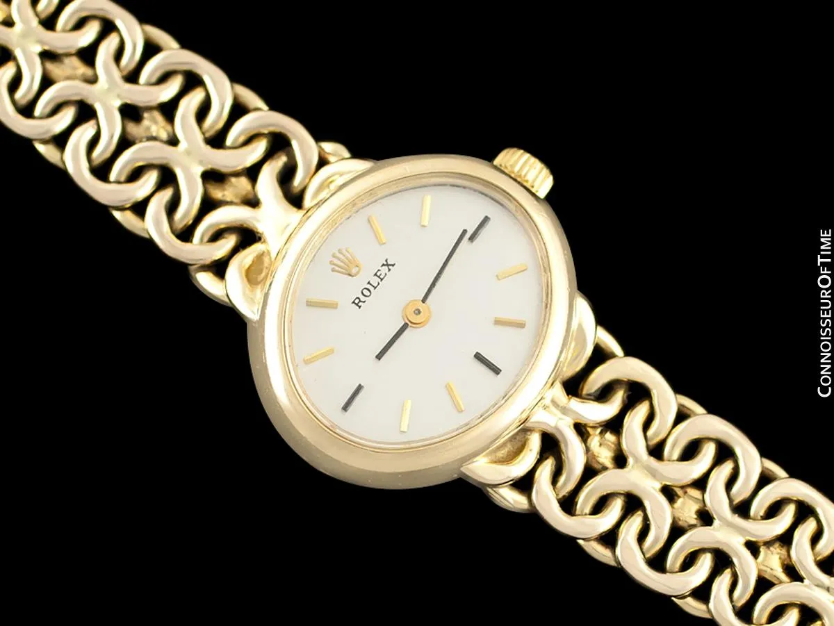 1980's Rolex Ladies Vintage Dress Bracelet Watch - 14K Gold