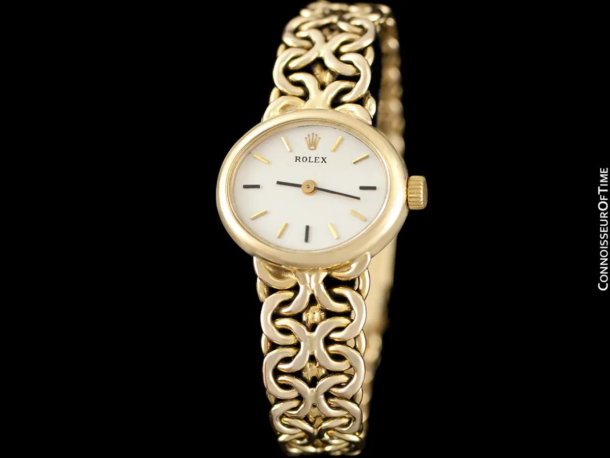 1980's Rolex Ladies Vintage Dress Bracelet Watch - 14K Gold