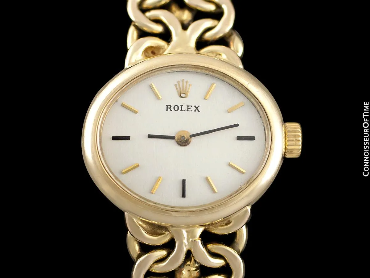 1980's Rolex Ladies Vintage Dress Bracelet Watch - 14K Gold