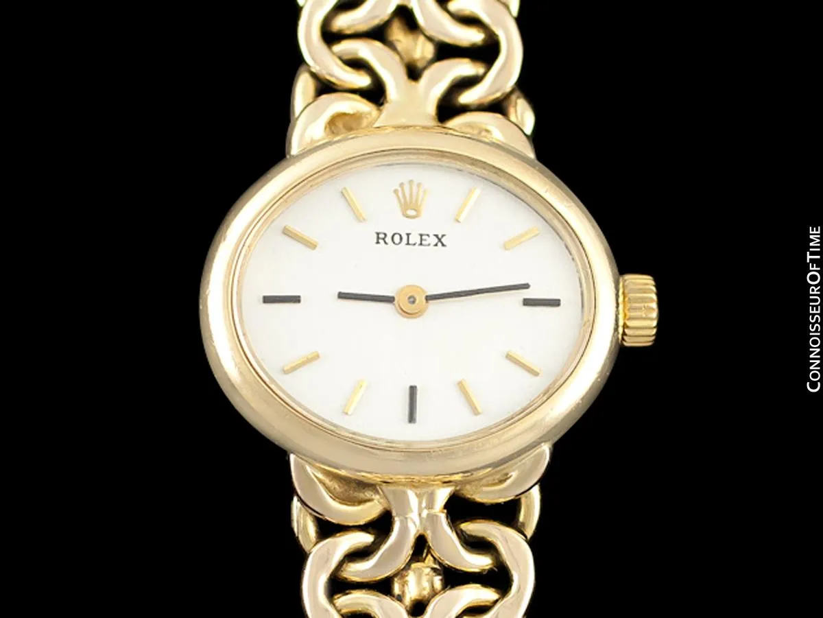 1980's Rolex Ladies Vintage Dress Bracelet Watch - 14K Gold