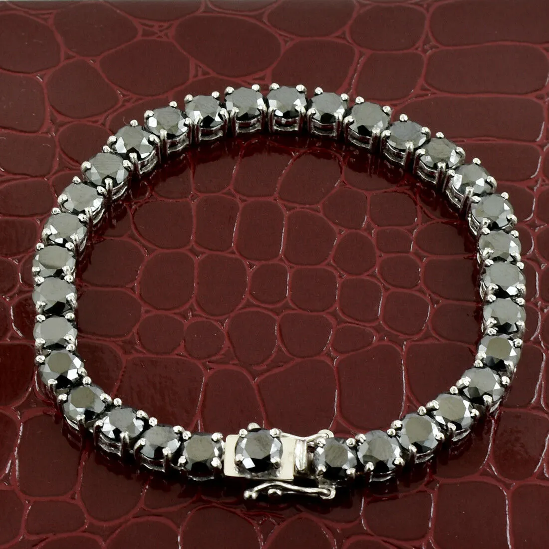 AAA Certified 5 mm Black Diamond Tennis Bracelet in 925 Sterling Silver. Ideal Gift for Birthday, Anniversary