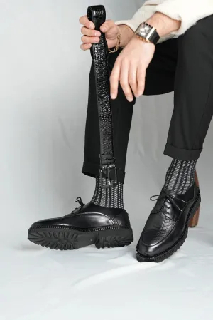 Black S Pattern Laces Chunky
