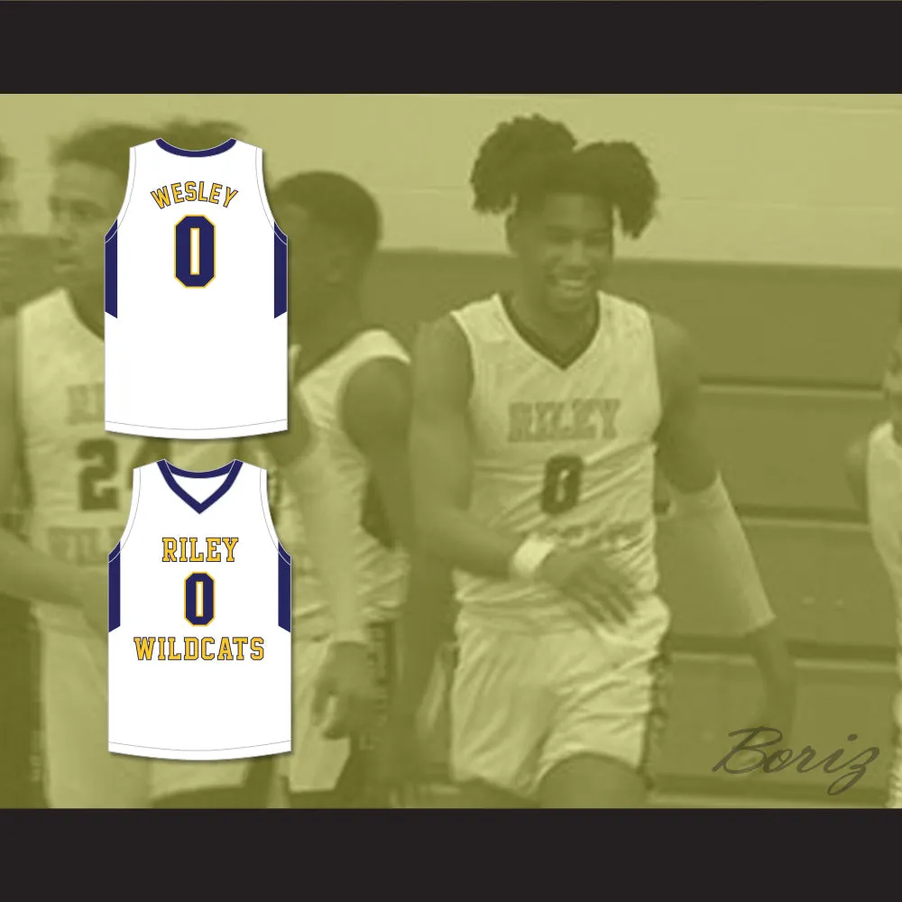 Blake Wesley 0 James Whitcomb Riley High School Wildcats White Basketball Jersey 2
