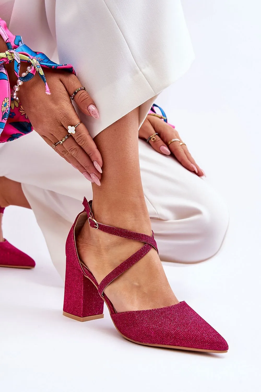Block heel pumps
