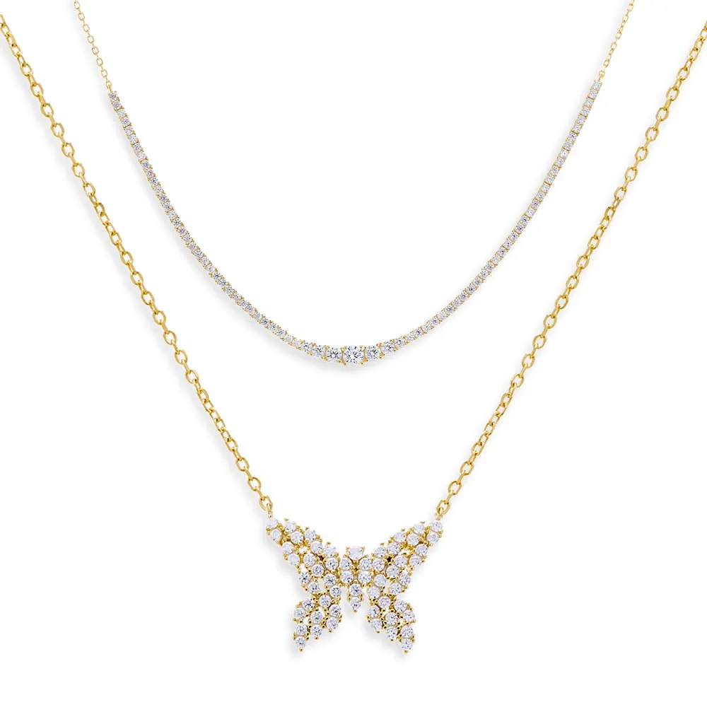 Butterfly Bling Necklace Combo Set