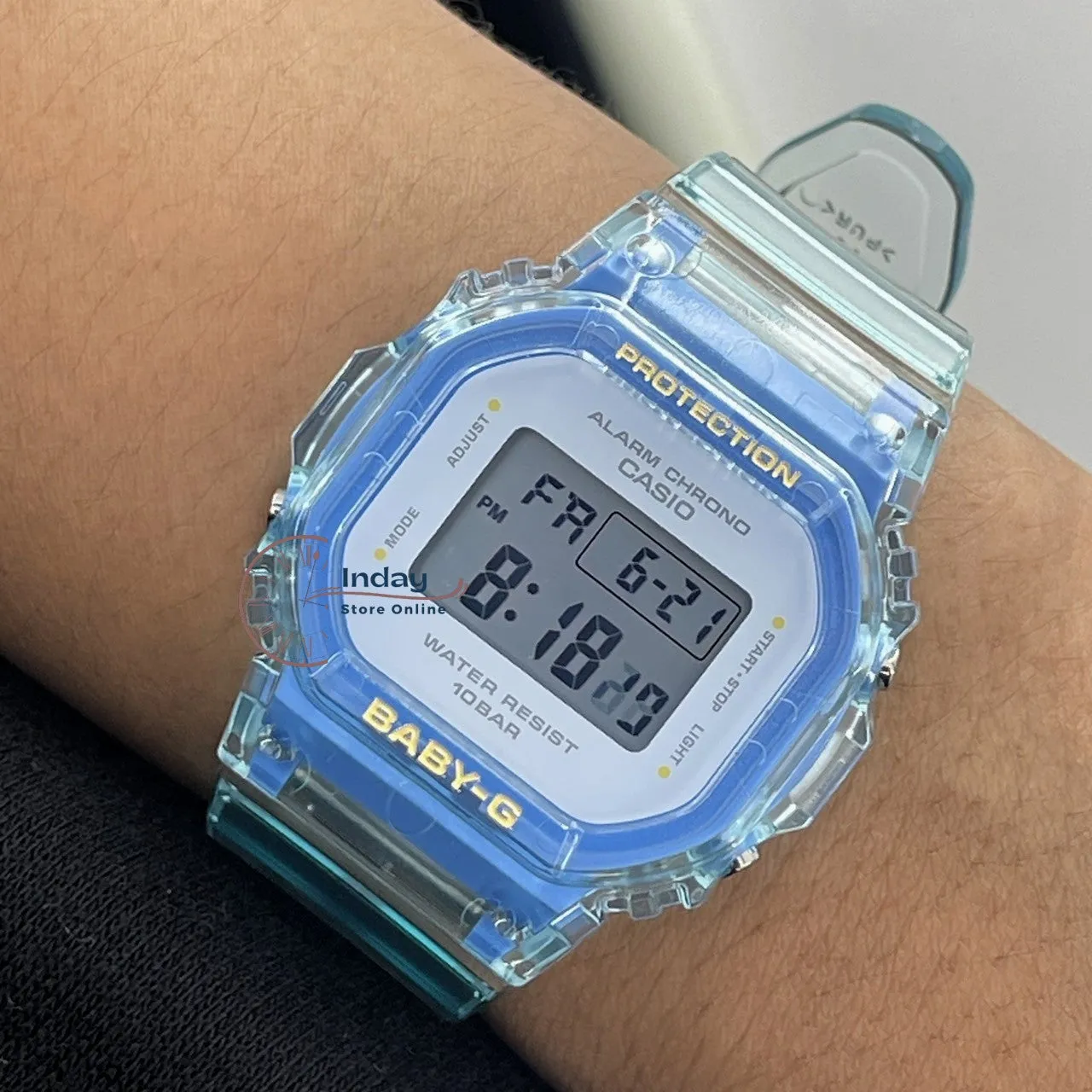 Casio Baby-G Women's Watch BGD-565SJ-2 Resin Band Shock Resistant Transparent Color Strap