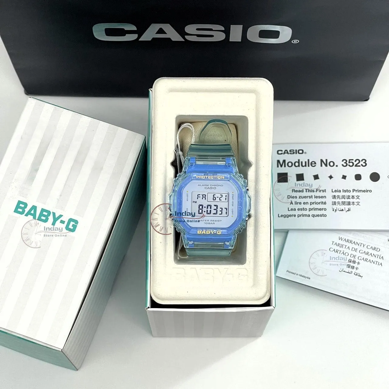 Casio Baby-G Women's Watch BGD-565SJ-2 Resin Band Shock Resistant Transparent Color Strap