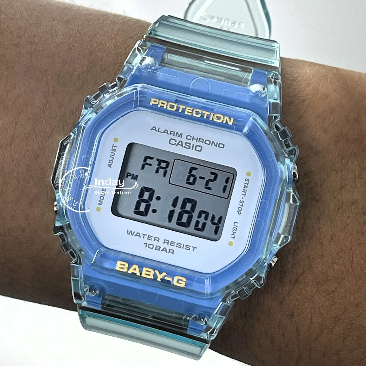 Casio Baby-G Women's Watch BGD-565SJ-2 Resin Band Shock Resistant Transparent Color Strap