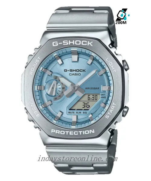 Casio G-Shock G-Steel Men's Watch GM-2110D-2A  Stainless Steel Band One-touch 3-fold Clasp Shock Resistant Mineral Glass