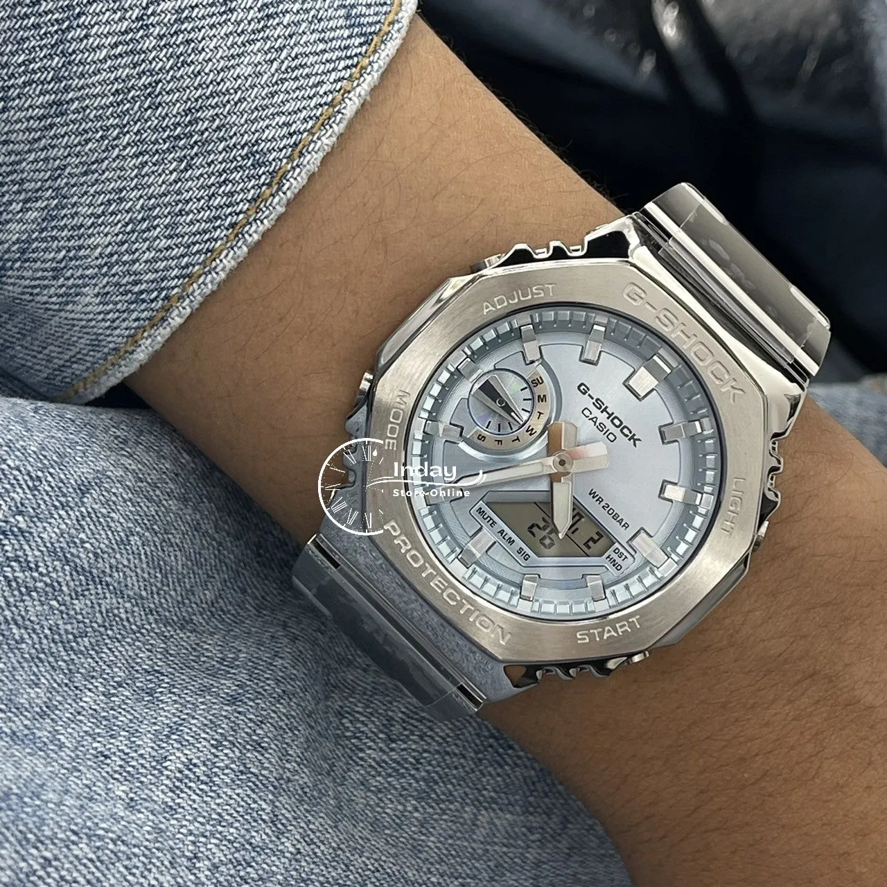 Casio G-Shock G-Steel Men's Watch GM-2110D-2A  Stainless Steel Band One-touch 3-fold Clasp Shock Resistant Mineral Glass
