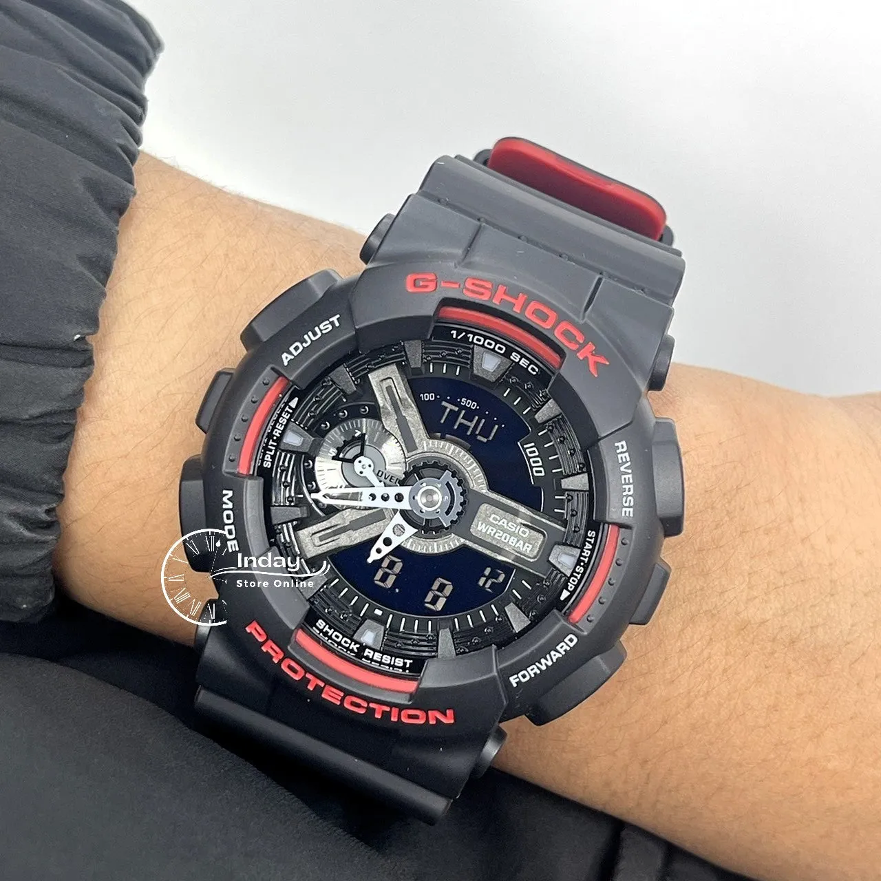Casio G-Shock Men's Watch GA-110HR-1A Analog-Digital GA-110 Series Sporty Watch Black & Red Series
