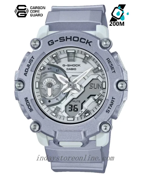 Casio G-Shock Men's Watch GA-2200FF-8A Analog-Digital 2200 Series Retro-Futuristic Designs In Metallic Silver