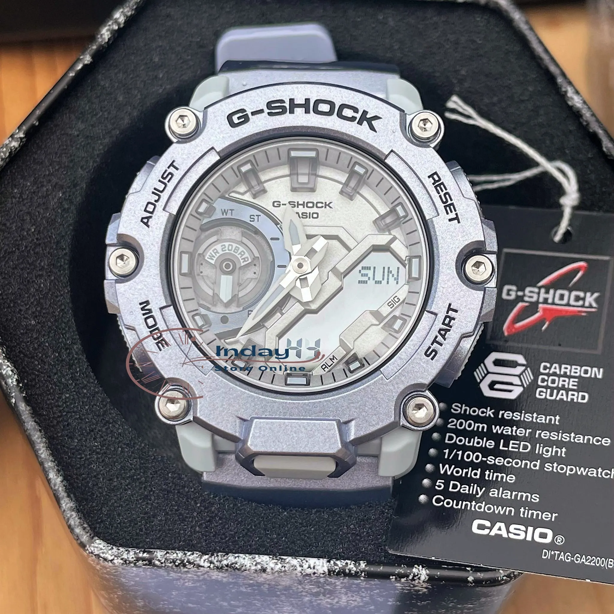 Casio G-Shock Men's Watch GA-2200FF-8A Analog-Digital 2200 Series Retro-Futuristic Designs In Metallic Silver
