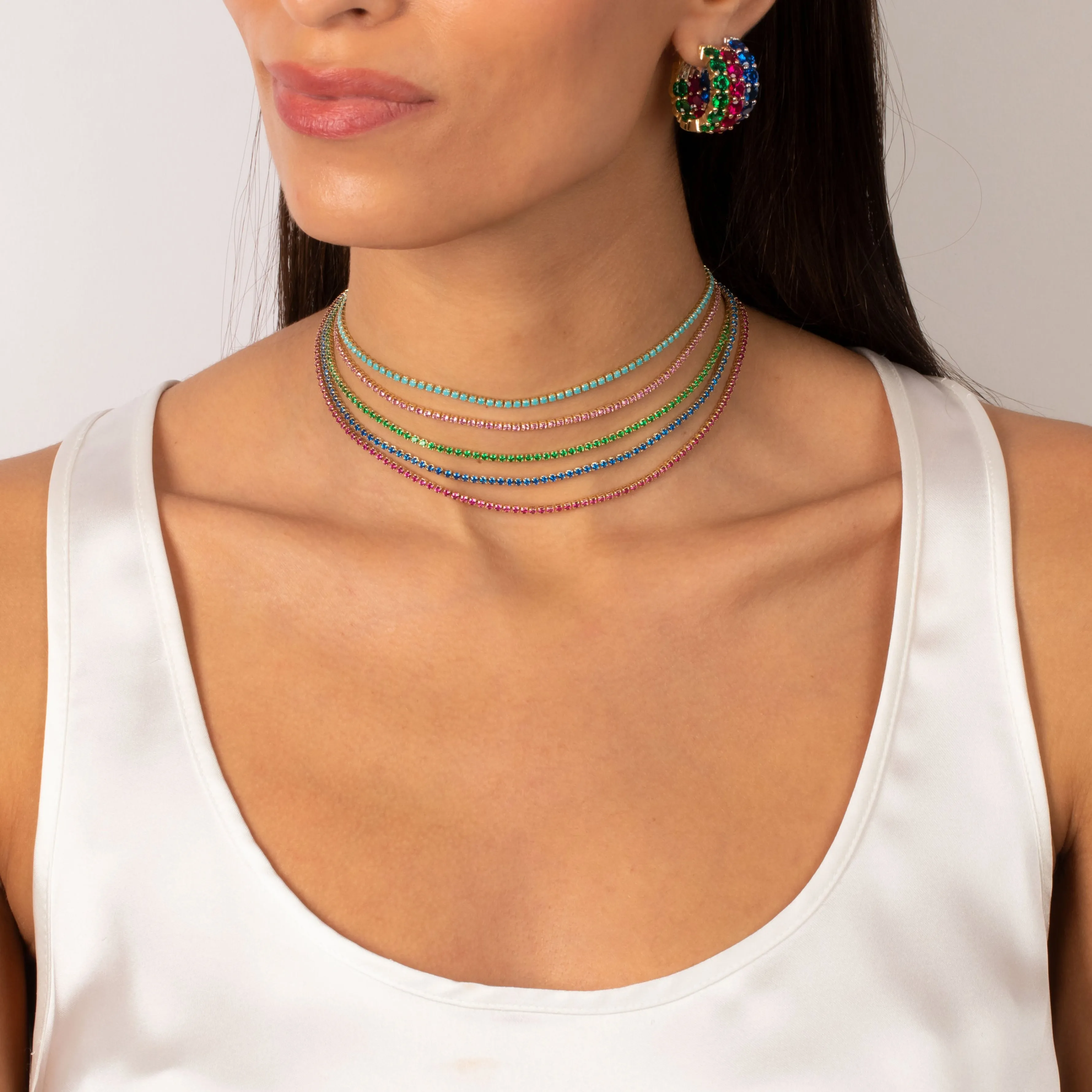 Colored CZ All Around Tennis Choker