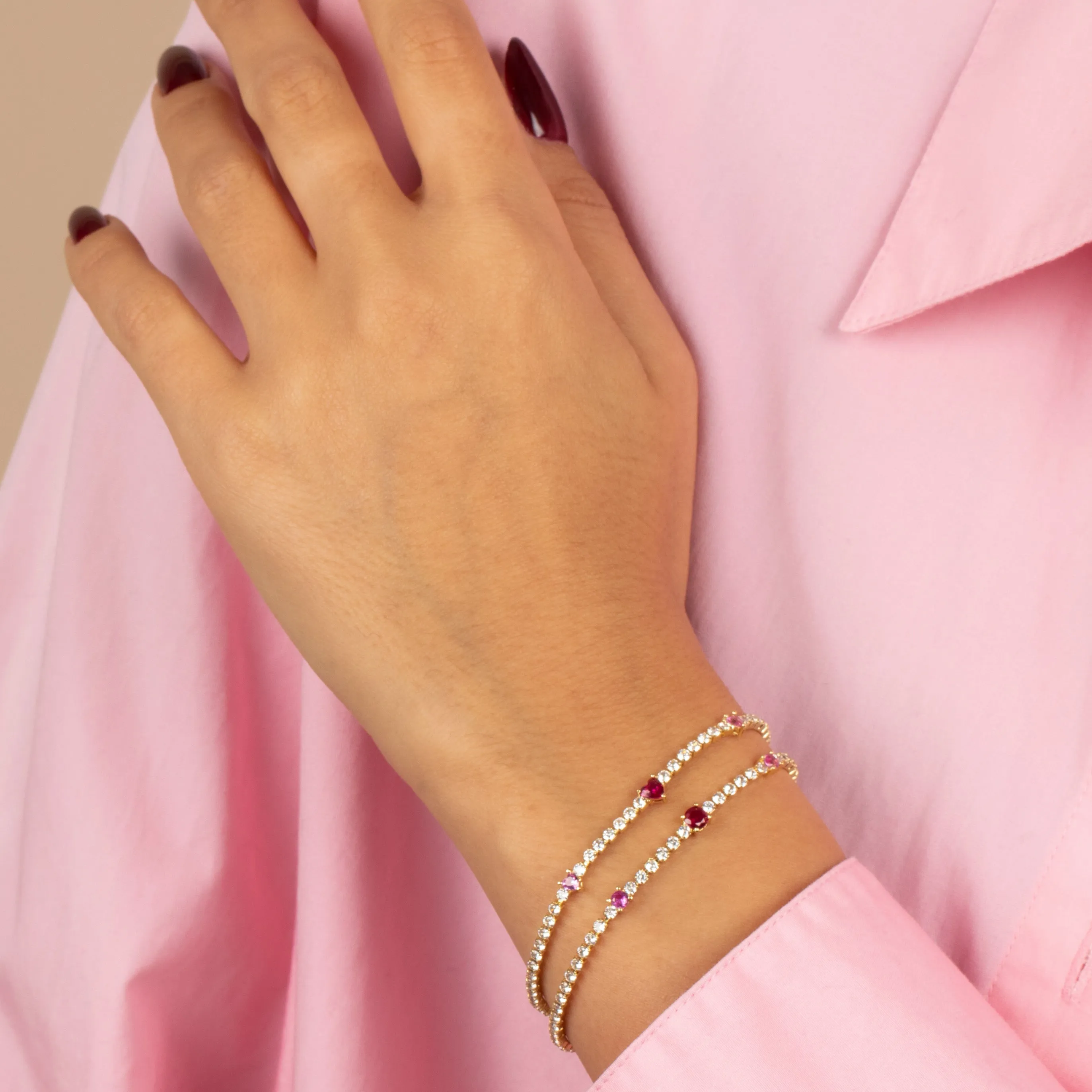 Colored Graduated Solitaire Tennis Bracelet
