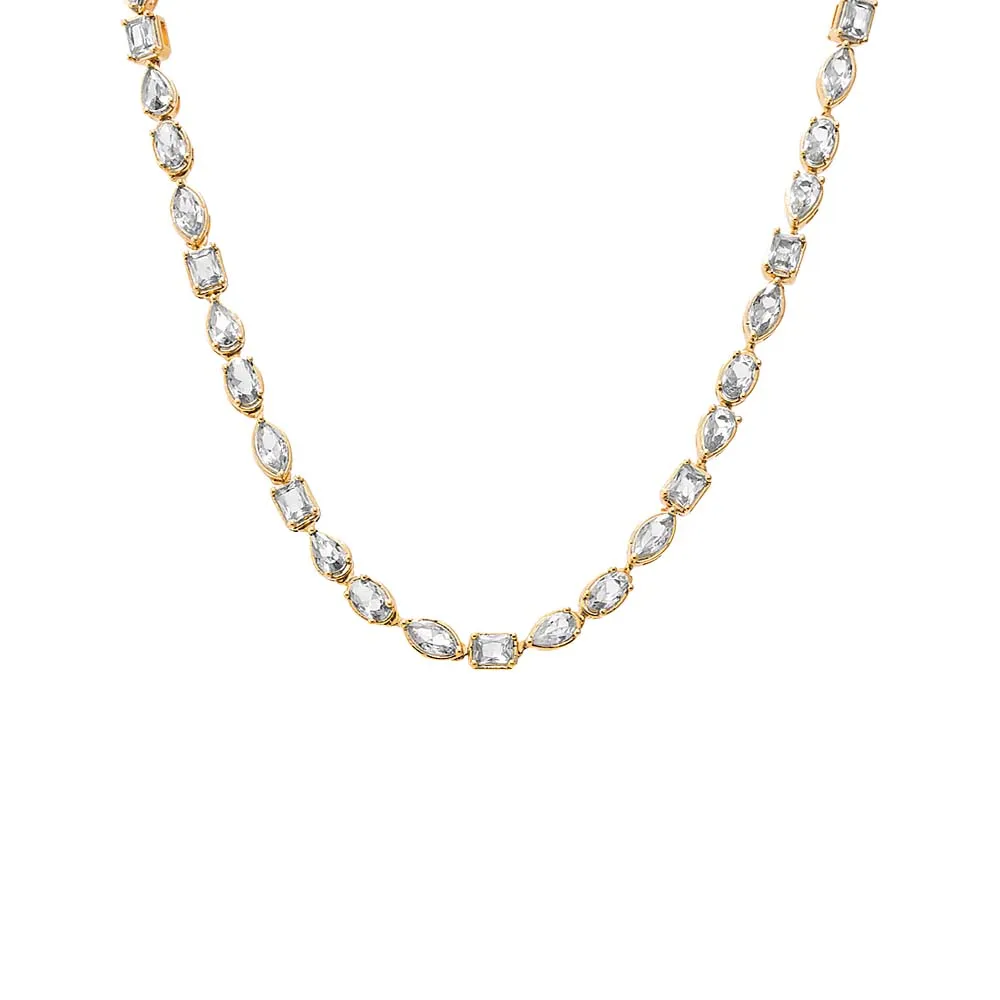 Colored Multi Shape Bezel Tennis Necklace