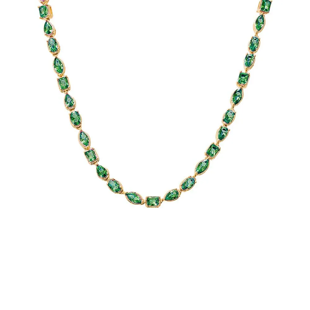 Colored Multi Shape Bezel Tennis Necklace