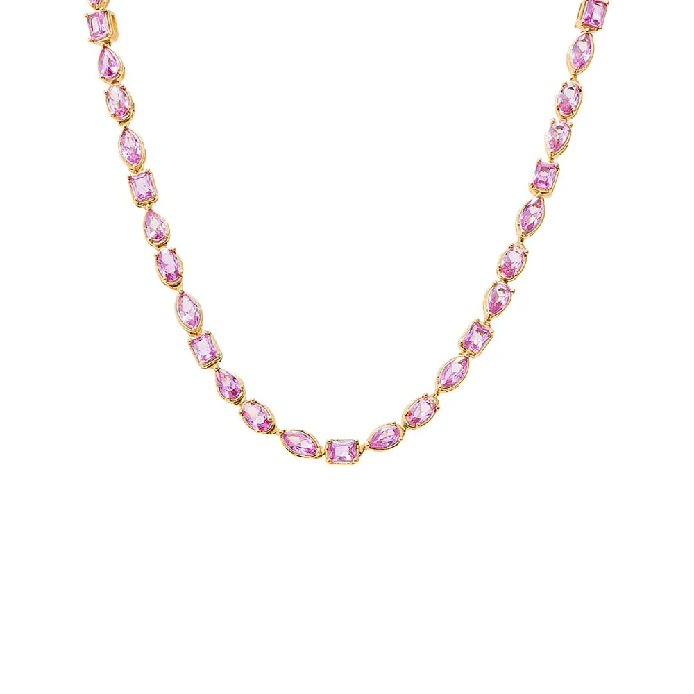 Colored Multi Shape Bezel Tennis Necklace