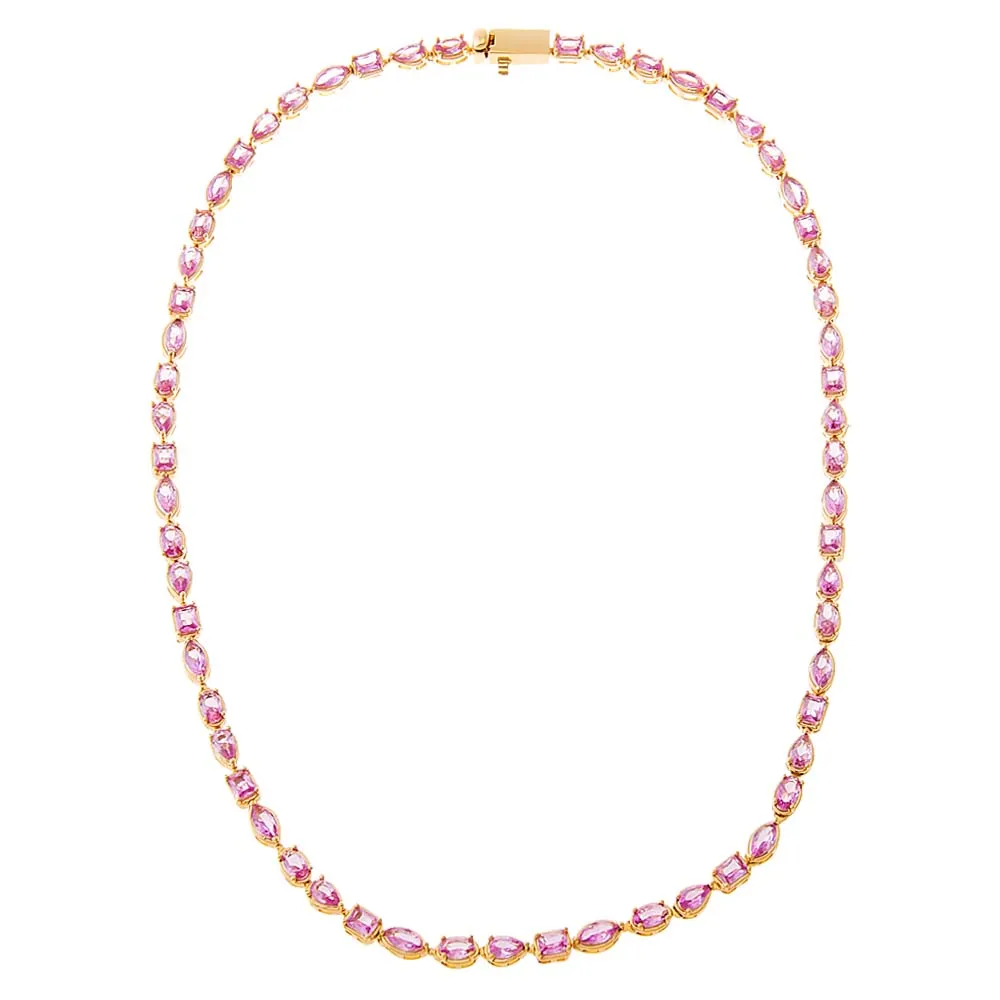 Colored Multi Shape Bezel Tennis Necklace