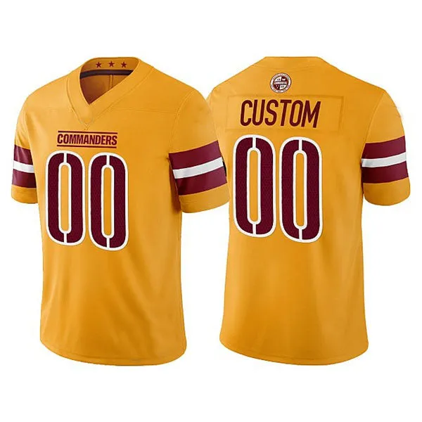 Custom Washington Commanders Gold Vapor Limited Jersey Football Stitched Jerseys