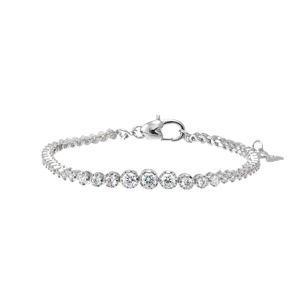 CZ Bezel Graduated Tennis Bracelet