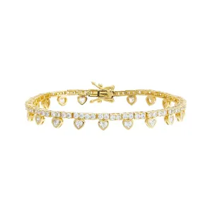 CZ Bezel Heart Rimmed Tennis Bracelet