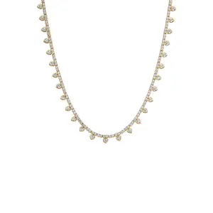 CZ Bezel Heart Rimmed Tennis Necklace
