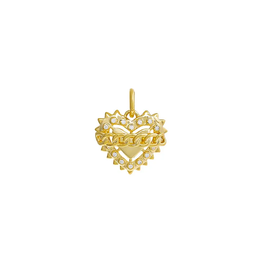 CZ Bezel X Cuban Heart Necklace Charm