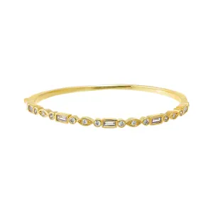CZ Multi Shape Bezel Tennis Bangle Bracelet