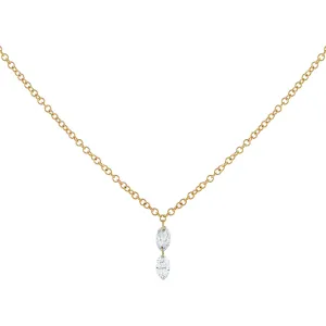 Diamond Double Marquise Floating Necklace 14K