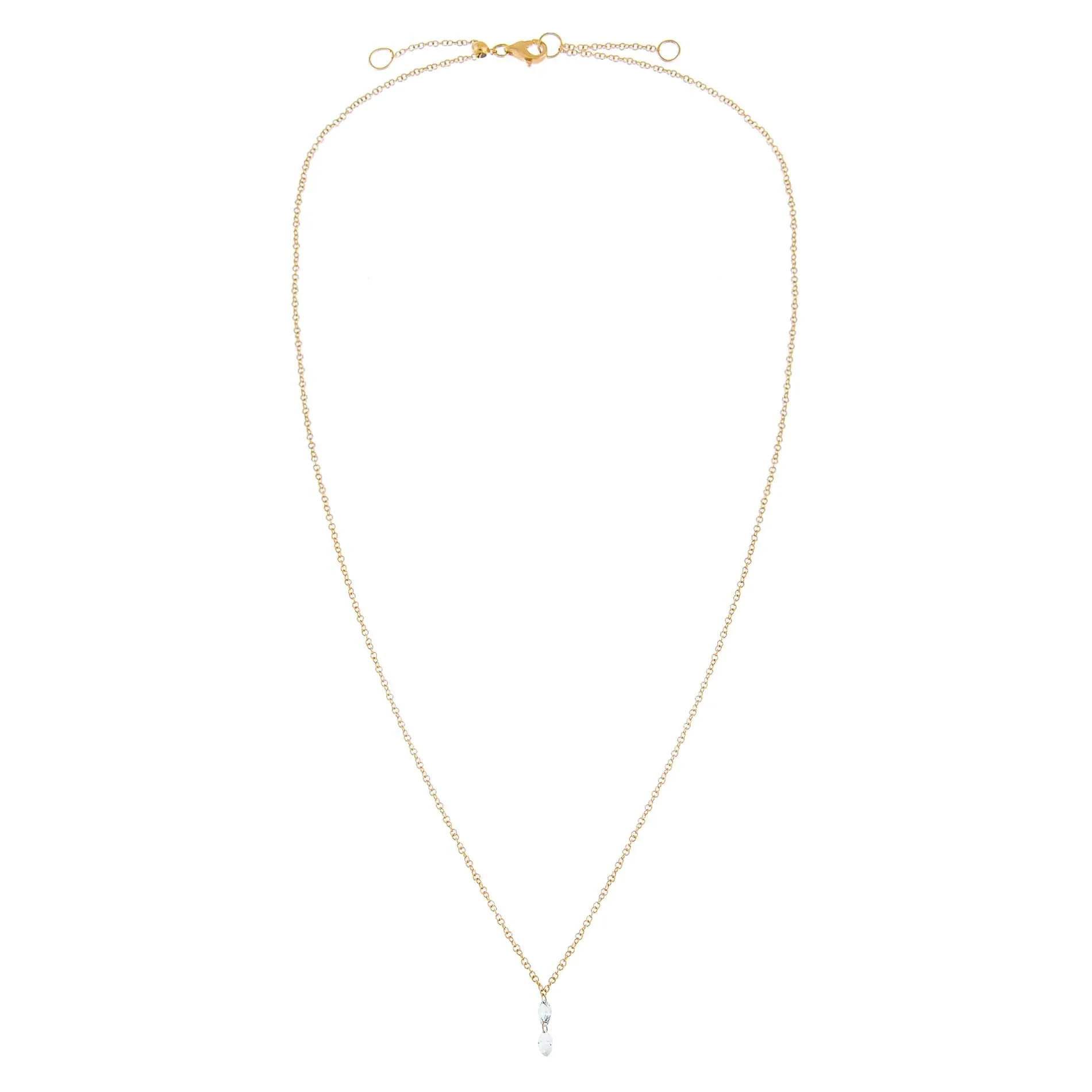 Diamond Double Marquise Floating Necklace 14K