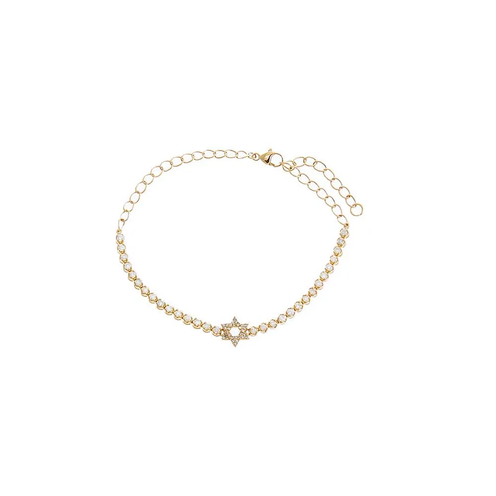 Diamond Pave Star Of David Tennis Bracelet 14K