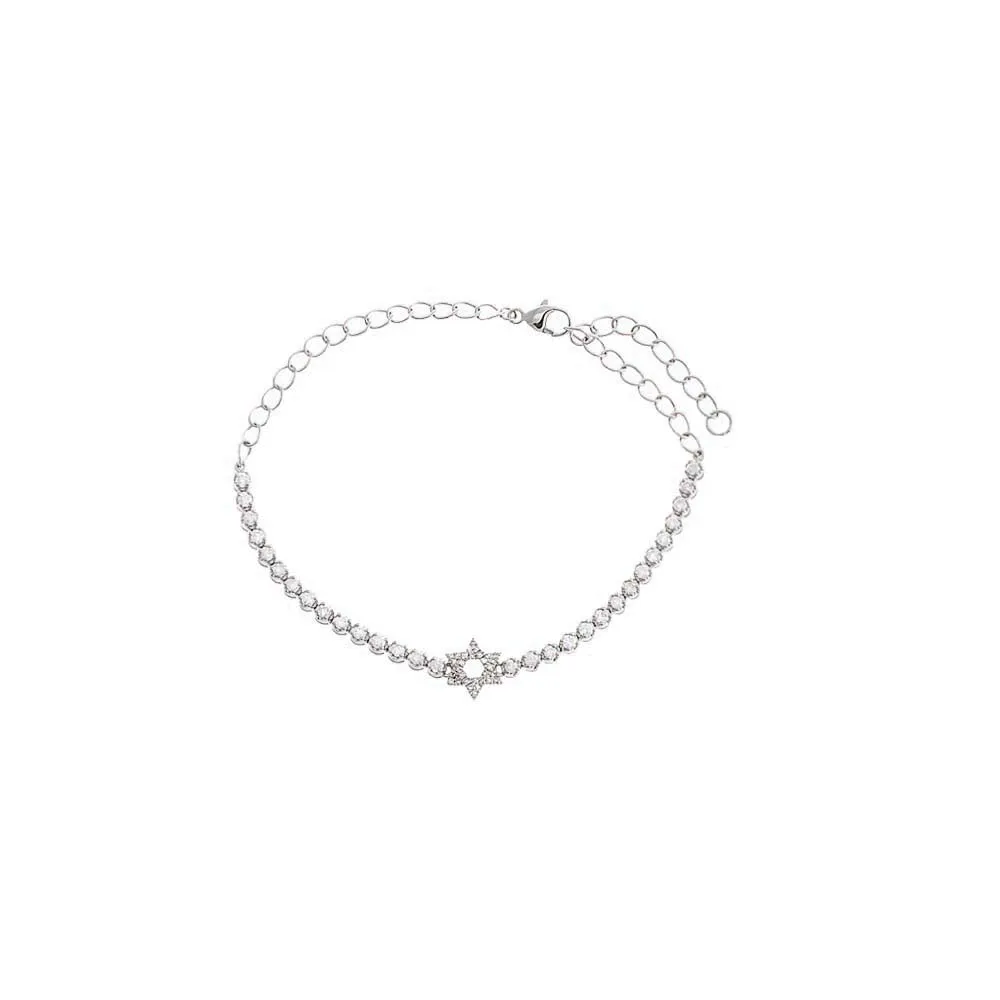 Diamond Pave Star Of David Tennis Bracelet 14K