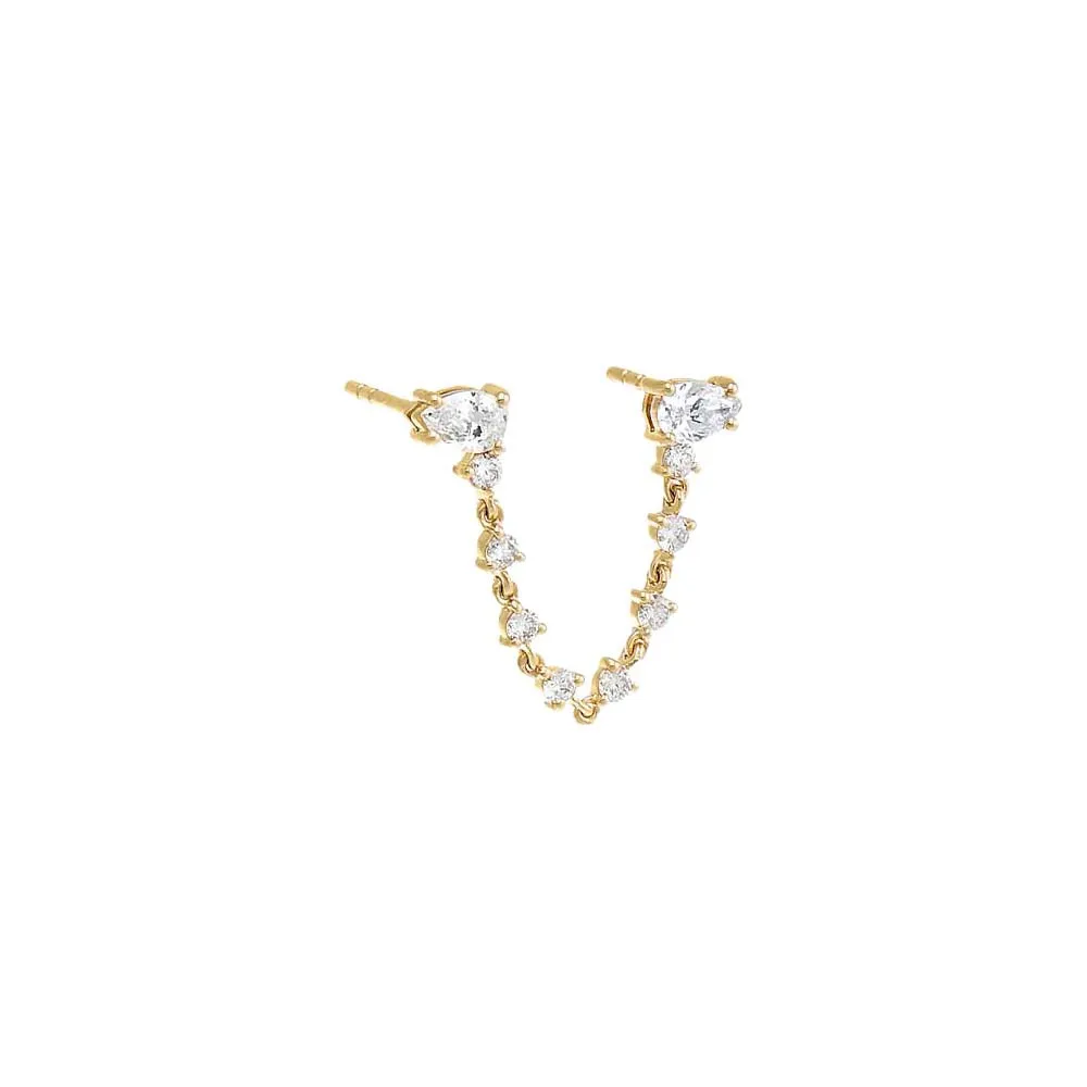 Diamond Tennis Double Stud Earring 14K