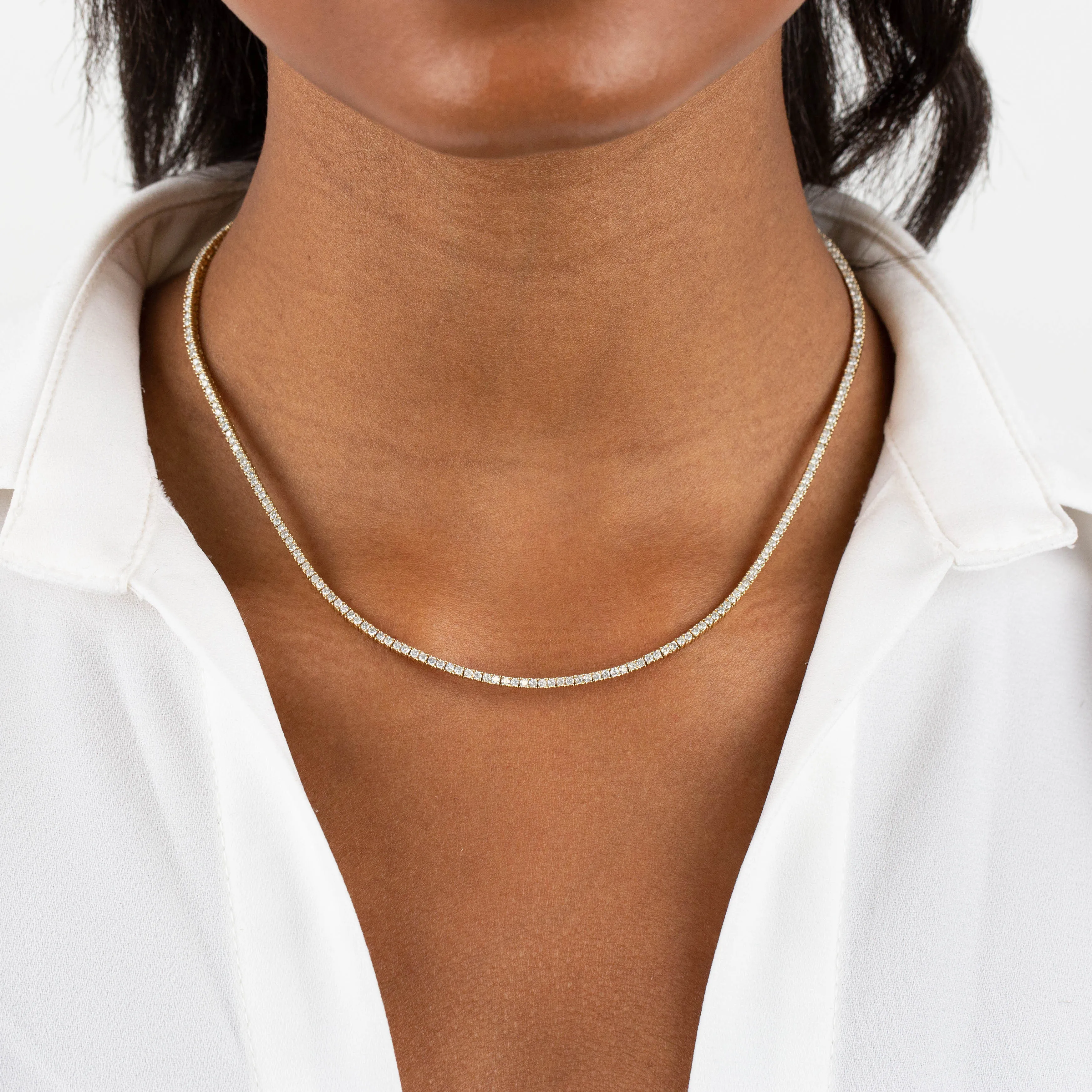 Diamond Thin Tennis Necklace 14K