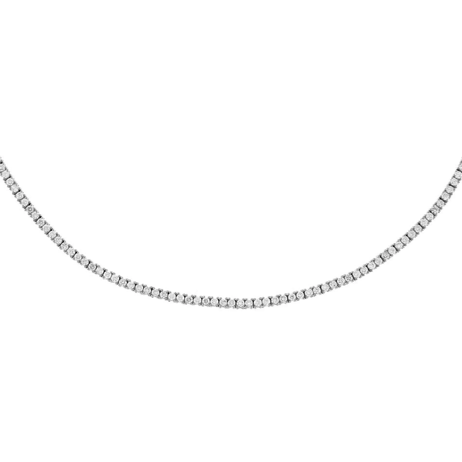 Diamond Thin Tennis Necklace 14K