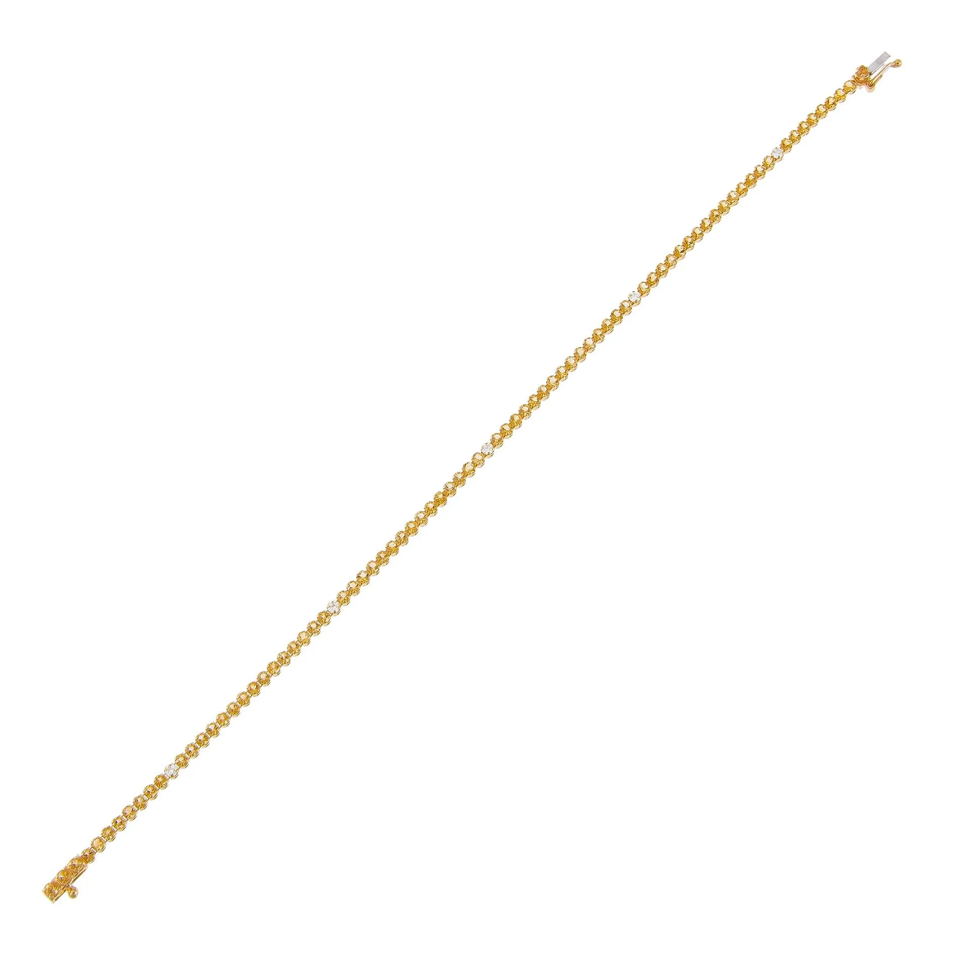 Diamond Yellow Sapphire Tennis Bracelet 14K