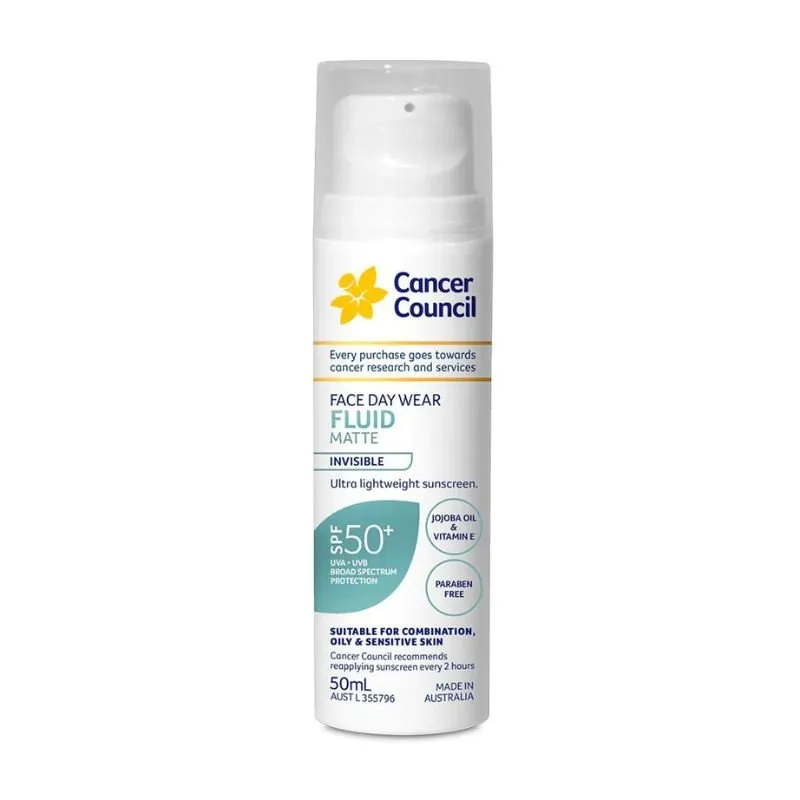 [Expiry: 06/2024] Cancer Council Face Day Wear Fluid Matte Invisible Sunscreen SPF 50  50mL