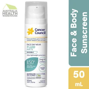 [Expiry: 06/2024] Cancer Council Face Day Wear Fluid Matte Invisible Sunscreen SPF 50  50mL