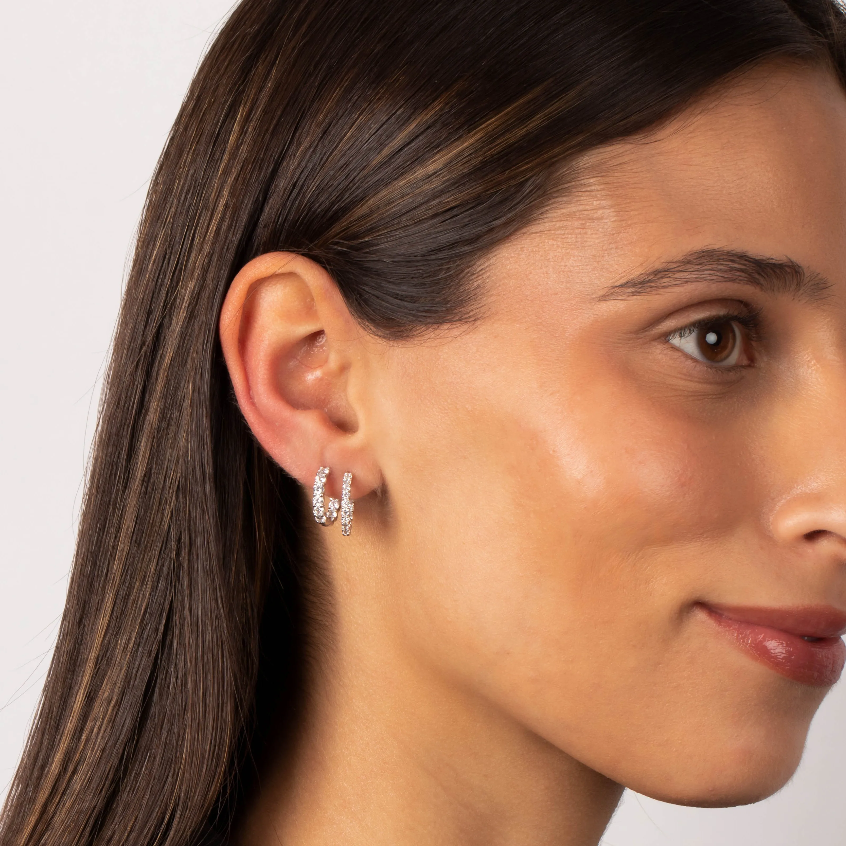 Fancy CZ Tennis Hoop Earring Combo Set