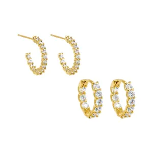 Fancy CZ Tennis Hoop Earring Combo Set