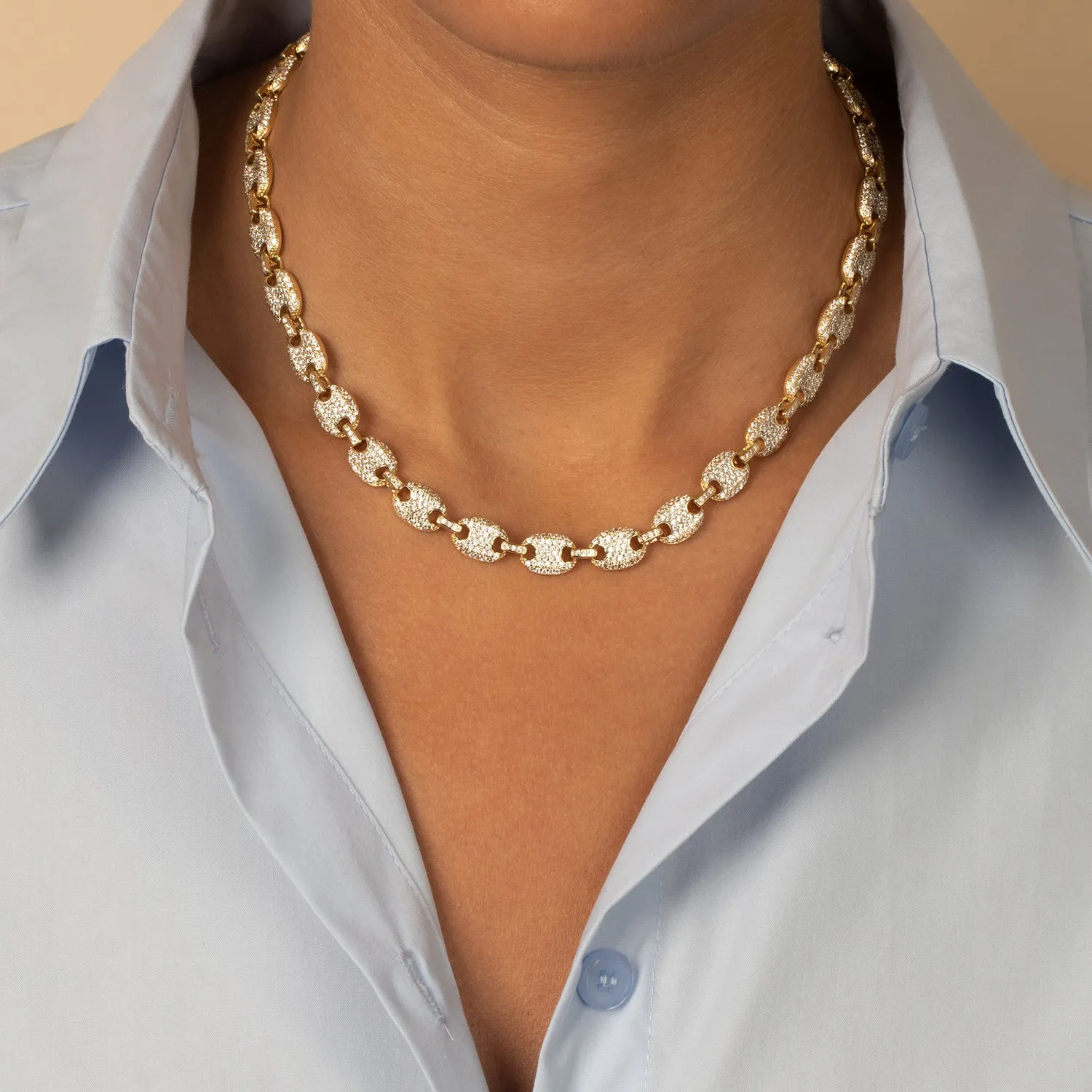 Fancy Pave Mariner Link Necklace